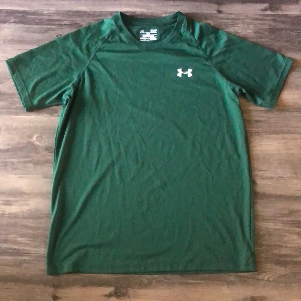 ‼️Flash Sale‼️ $10 Under Armour Green Heat Gear Shirt size Small - Picture 1 of 7